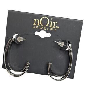 nOir Silver Tone Double Hoop Earrings